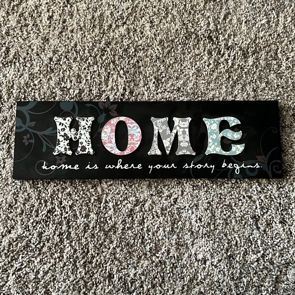 Home Is Where Your Story Begins Wood Sign Black
